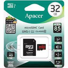 купить AP32GMCSH10U5-R, Flash память микро, Apacer 32GB microSDHC C10 UHS-I R85MB/s + SD (AP32GMCSH10U5-R)